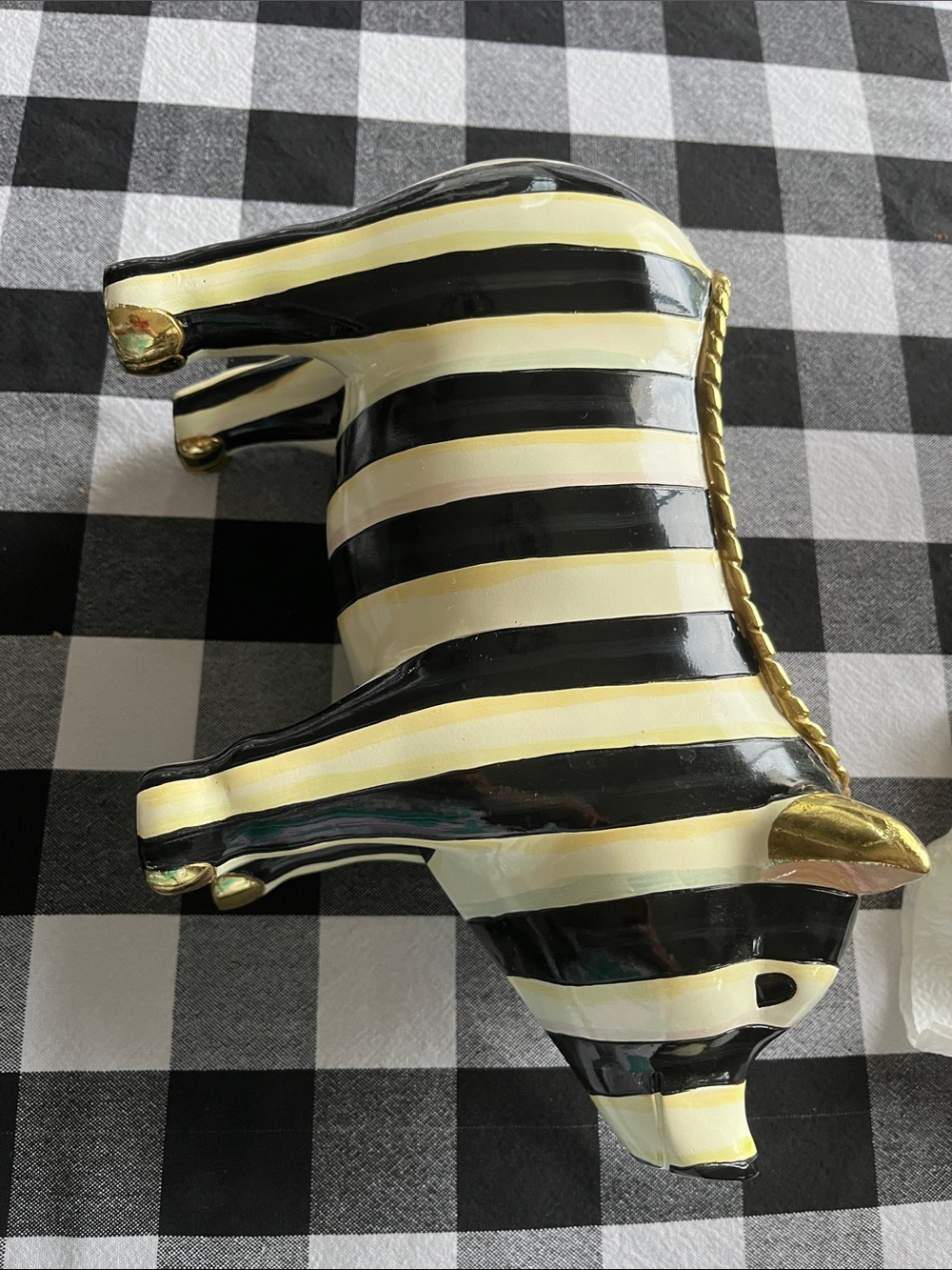 Mackenzie Childs pig planter. Cute. Use a a planter or napkin holder. AS IS.